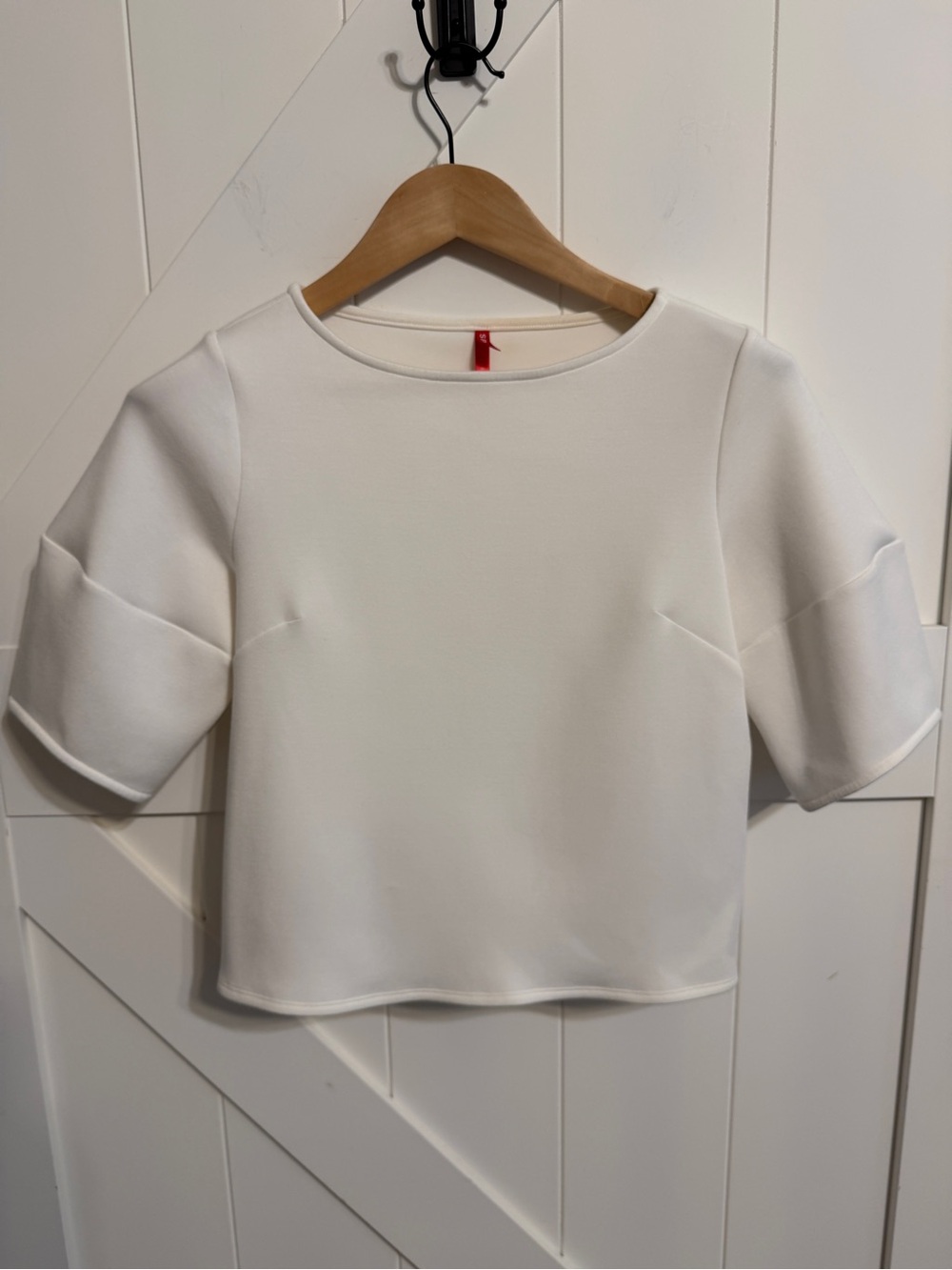 SPANX Women’s XS Ivory White Structured Ponte Cropped Top Boat Neck